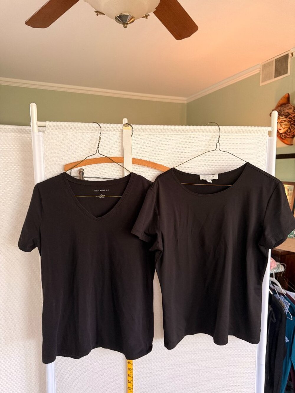 2 ANN TAYLOR FACTORY TEES V NECK CREW NECK
